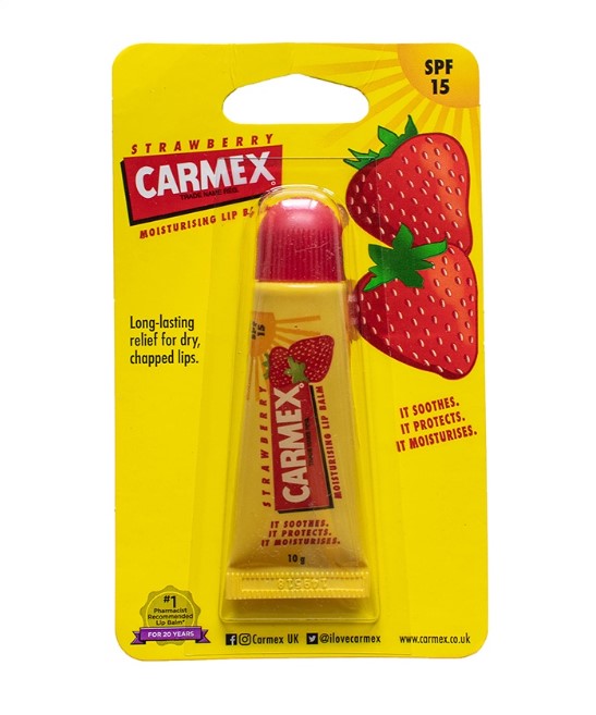 Carmex Lip Balm in Squeeze Tube Strawberry with SPF15 10G