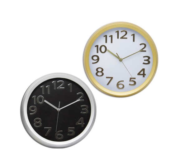 At Home James Modern Wall Clock 11 Inches Embossed Numbers Easy Read Analog Home Office