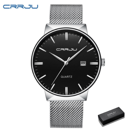 CRRJU Men Watches Luxury Top Brand Stainless Steel Fashion Quartz Ultra Thin Waterproof 2213 006