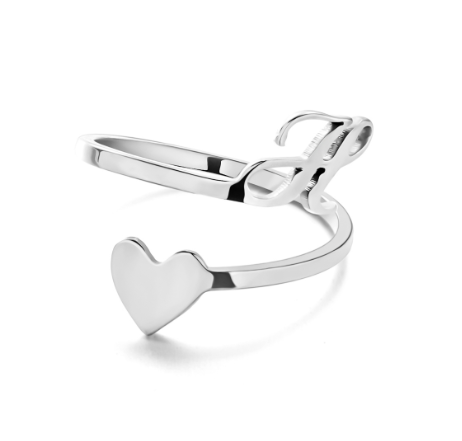 Silver Stainless Steel A-Z Rings Initial Letters Heart Rings Women Fashion Non Fading Jewelry Adjustable H