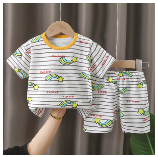 0-4Y For Boys Baby & Kids Sleeveless Shorts Set Pure Cotton Sando For Summer Kids D21