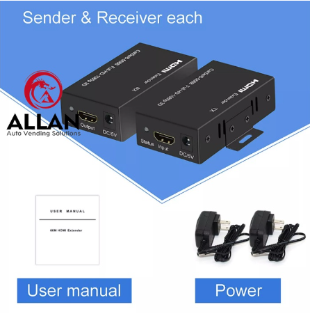 ALLAN RJ45 1080P Converter Transfer Repeater Splitter HDMI 4K 60M Extender With 5V Power Adapter