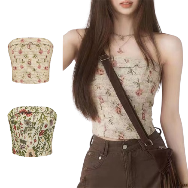 Lovito Vintage Floral Zipper Women Tank Top & Cami L45AD031(Multi-color)