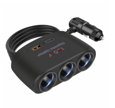 Multi-function 120W car fast charger splitter 3 ports integrated 2 high-end USB+PD
