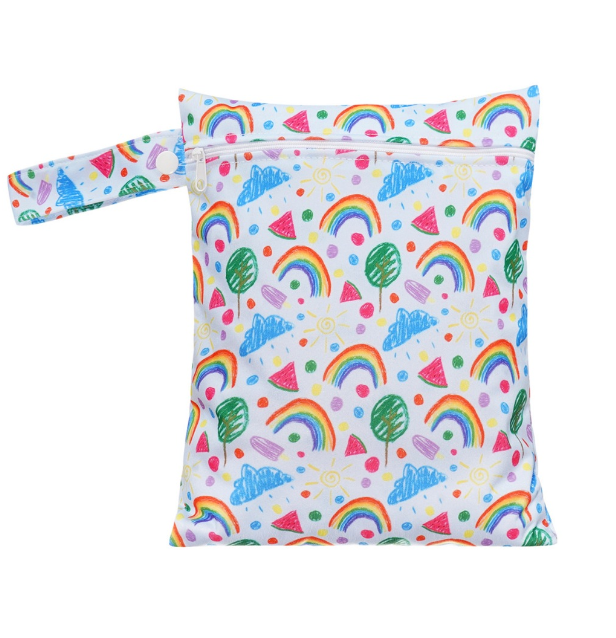 18x25cm Baby Diaper Bag Cartoon Print Wet Dry Bags Nappy Zipper Handbag Stroller Carry Pack Travel Outdoor Wet Diaper Storage Bags s4