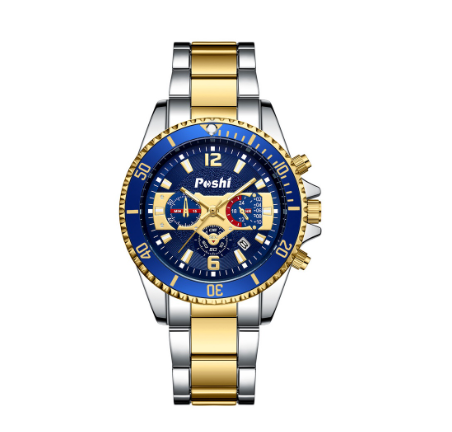 POSHI Original Men Watch High Quality Classic Stainless Steel Sports Quartz Waterproof Fashion Wristwatch SILVER GOLD BLUE