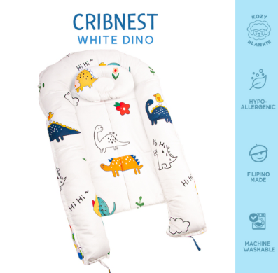 Kozy Blankie Baby Bed Crib Nest - White Dino