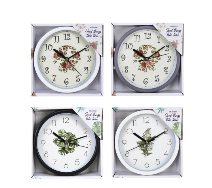 Floral & Leaf Design Silent Nordic Wall Clock 5.9“ Inches Easy Read Analog Home, Office
