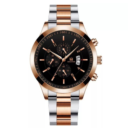 Luxury Business Men's Three-eye Calendar Analog Watch Stainless Steel Waterproof Men Quartz Wristwatches Relo Ng Kalalakihan BROWN BLACK