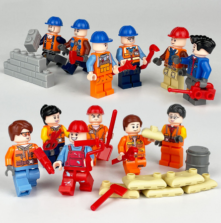 12pcs City Engineer Minifigures Construction Workers Building Blocks Accessories kids Assembled Toys