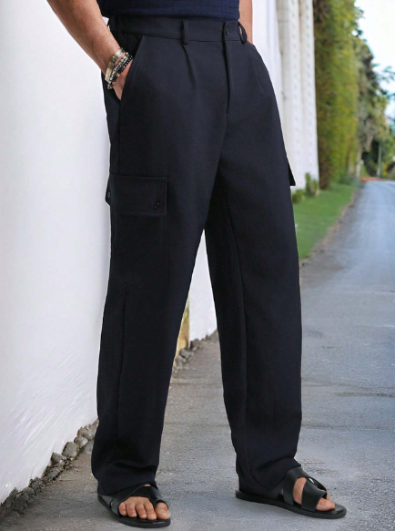 Manfinity Homme Men's Simple Solid Color Casual Fit Casual Pants