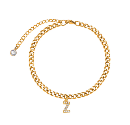 Vnox Initial Ankle Bracelets for Women, 14K Gold Plated Cuban Chain Initial Anklets for Women Anklet Foot Jewelry 23