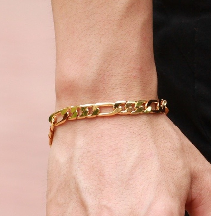 Men's Fashion 18k 6mm/10mm Wide Gold Bracelet Jewelry Accessories