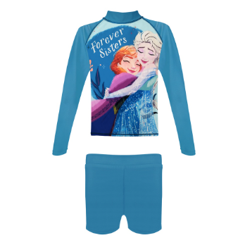 Disney Frozen Long- Sleeved Rashguard Set Girls Kid Swimwear