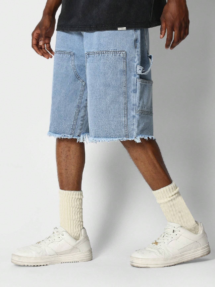 SUMWON Denim Short With Carpenter Pocket Details