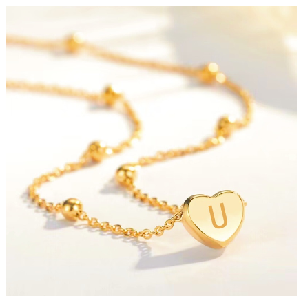 Kwintas Stainless Steel Necklace For Women 18K Gold A-Z Titanium Steel Pendant Accessories Jewelry Gift U