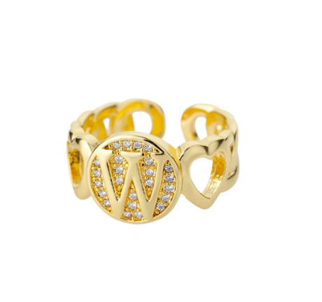 Initial Letter Open Rings For Women Aesthetic Love Heart Wedding Rings Stainless Steel Jewelry Gifts W