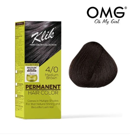 KLIK Permanent Hair Color Cream 60ML - 4.00 Medium Brown