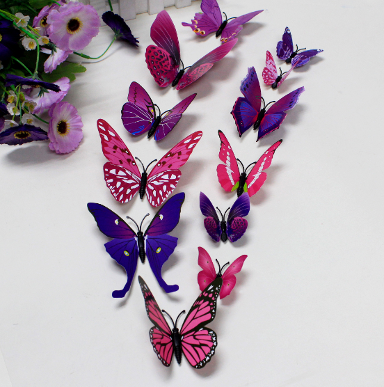 One Set 12 Pcs 3D Butterflies Room Wall Art Home Diy Decoration Stickers