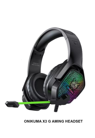 Onikuma X3 Gaming Headset with Mic and Noise Cancellation Gaming Headphone with RGB Led Light