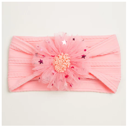 1Pcs Baby Candy Color Flower Seamless Wide Headscarf Baby Nylon Headband Cute Princess Accessories Soft Comfortable HS7