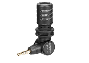 Boya BY-M100 Omnidirectional Condenser Microphone for Camera 180 Degree Rotating Head 3.5mm TRS Mini Mic Camcorder DSLR