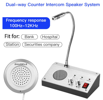 Dual-Way Talk Through Store Office Window Glass Counter Intercom Speaker System