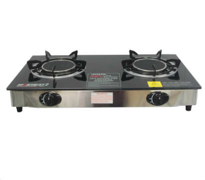 Astron MAXHEAT2 Double Burner Ceramic Gas Stove with Tempered Glass Top | Infrared Burner