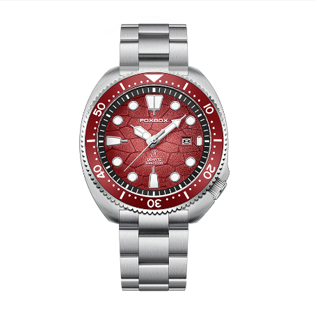 FOXBOX Watch For Men Fashion Business Waterproof Date Quartz Sports Stainless Wrist watch RED