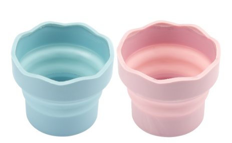 SeamiArt Silicone Folding Mini Bucket for Washing Painting Brush Watercolor Drawing Tools