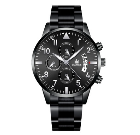 SHAARMS Stainless Steel Quartz Watch Date Calendar Men Business Watches M10
