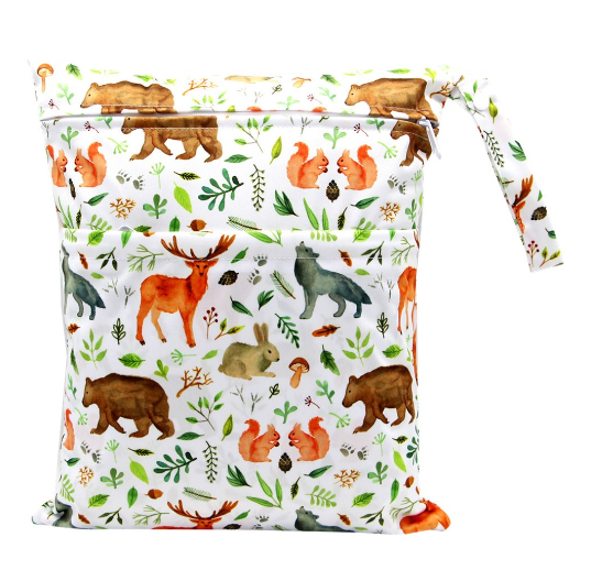 Diaper Wet Dry Bags Duble Zipper Printed Portable Waterproof Dag Storage Bag Swimwear Bag  30x36cm