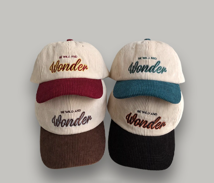 Embroidery Baseball Cap For Women Men Corduroy Vintage Leisure Solid Color Visor Outdoor Hat