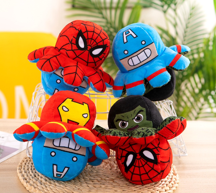 Flip Octopus Plush Toy Avengers Iron Man Captain America Hulk Spiderman Double-Sided Flip Doll Cartoon Toy for Kids