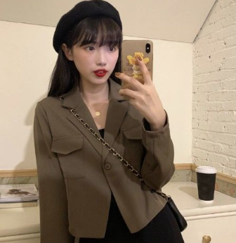 Short blazer Long-sleeved Suit Jacket Women's Office Wear Terno Fashion Female Blazers Jackets Plain For Women Formal Croptop