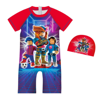 Roblox Cartoon Children's Summer Swimwear Swimsuit Boys Girls Kids Virtual World Cartoon Bodysuit Swimsuit