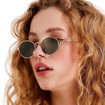 Lovito Women Metal Sunglasses LNA28276 (Gold)