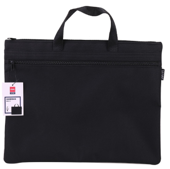 Deli EB55022 File Organizer - 2 Pockets Durable Hand Bag 390x300mm Black A4 (1PC) [7518B55022]