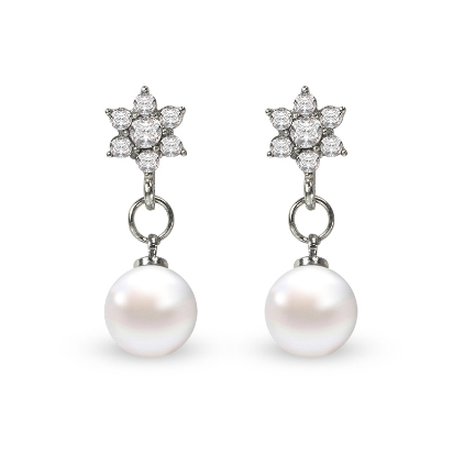 Korean Style Elegant Diamond Cool Snow Pearl Earrings