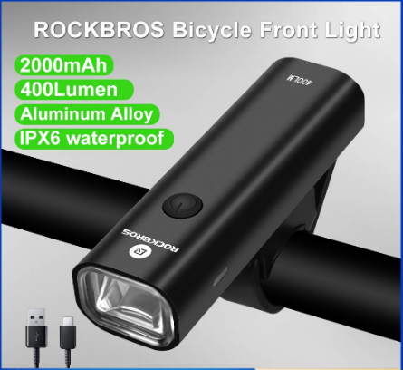 ​RockBros 200/400/800/1000 Lumen Bike Front Light Bike Headlight Cycling Flashlight