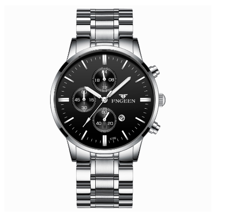 FNGEEN 5128 Men's Quartz Watch SILVER BLACK