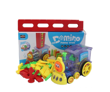 Domino Funny Train 60Pcs Blocks Rally Electric Toy Set Model with Lights and Sounds Stacking Toys