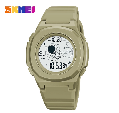 SKMEI Fashion Sport Waterproof Watch Digital For Men And Women 2024 KHAKI