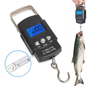 Sport Digital Portable Fishing Scale 110lb/50kg LCD Screen Portable Electronic Scale With Measuring Tape Ruler