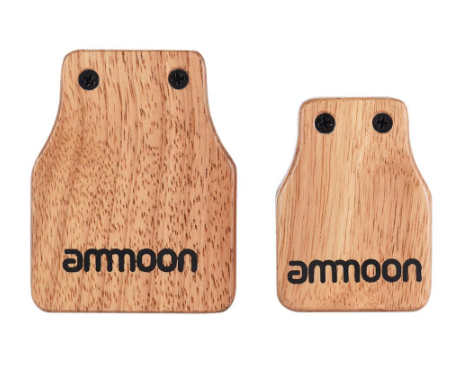 Ammoon Large & Medium 2pcs Cajon Box Drum Companion Accessory Castanets for Hand Percussion Instruments