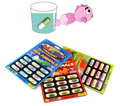 HMZ.12pcs Grow Water Absorption Larger Pill Capsule Various Inflatable Expansion Toy Colorful Puzzle Creative Kids Toys