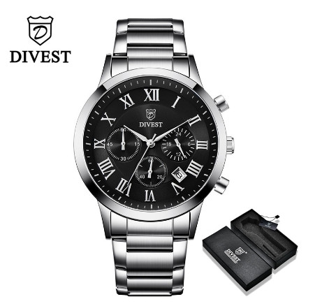 DIVEST Men's Watches Fashion Sport Business Casual Men Watch Quartz Waterproof Date Chrono 9009 M4