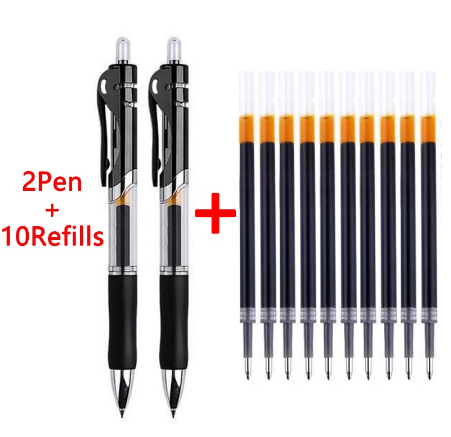 2 Pen+10 Refills flexstick Ballpen set organizer Retractable gel pens black/red/blue ink 0.5 mm