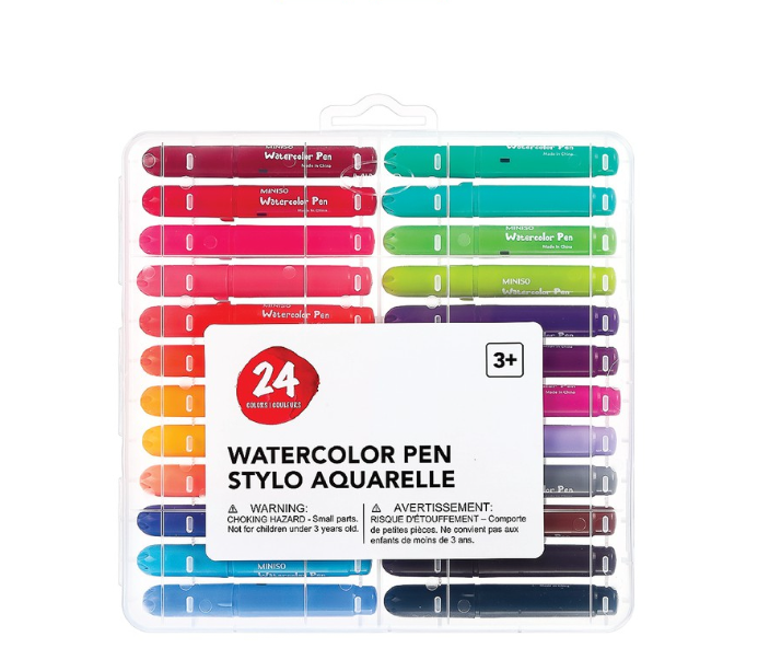 Miniso 24 Color Watercolor Pen Highlighter Marker Pens For Calligraphy Journal Drawing
