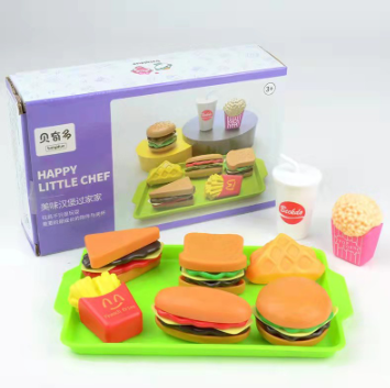 Kids Happy Little Chef Hamburger Sandwich French Fries Burger Children's Simulation Food Toy